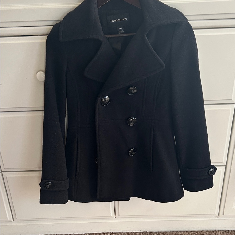 London Fog Women's Classic Black Peacoat
